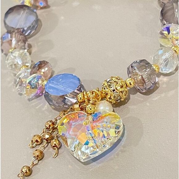 Purple Heart Swarovski Beaded Bracelet - Picture 6 of 10